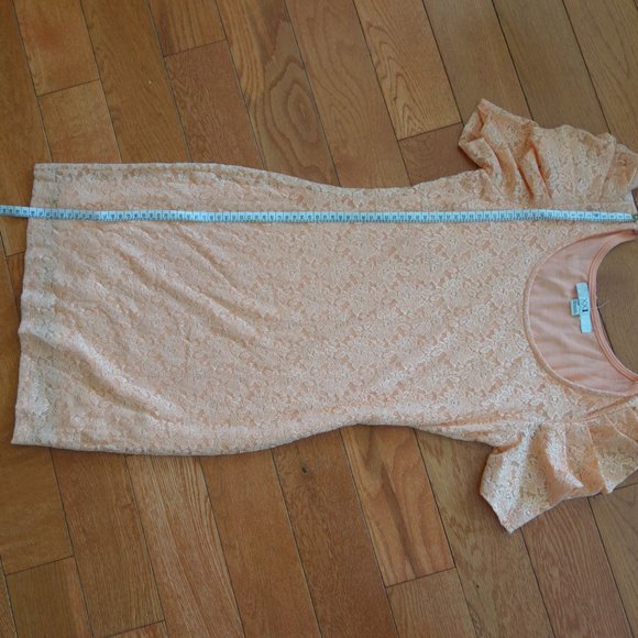 Forever 21 XXI Peach Lace Overlay Cinderella Elegant Cocktail Dress Size Small - Picture 13 of 16